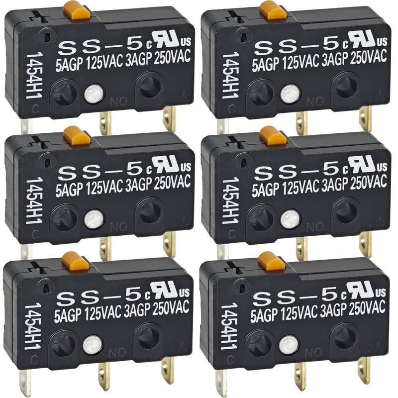 Formiden SS-5 Micro Switch (Pack of 6) – Pin Plunger, SPDT, 5A 125VAC 3A 250VAC SS5 Switch - Image 1